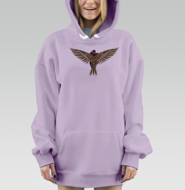 Стимпанк сова, Hoodie Mjhigh Dig Mel, Fiolet, утепленная