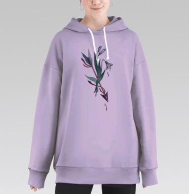 Стрела и подснежники: символ нежности и боли, Hoodie Long Oversize Fiolet
