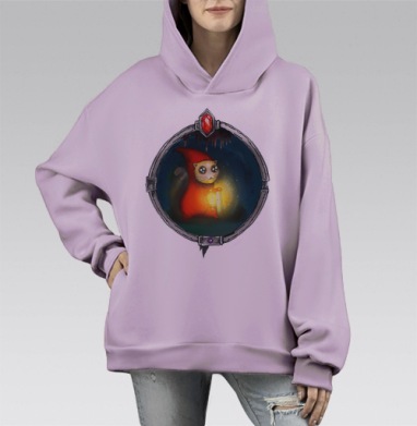 свети мне ночью, Hoodie Mono Fiolet, оверсайз, утепленная