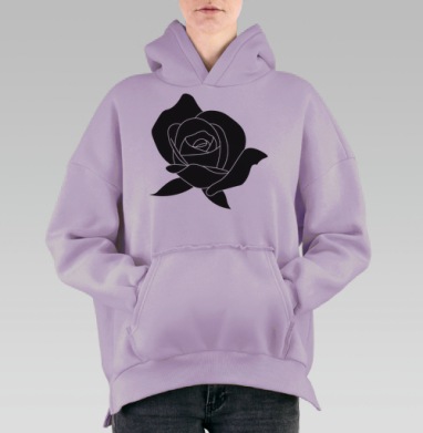 Тату роза, Hoodie Oversize Fiolet, утепленная