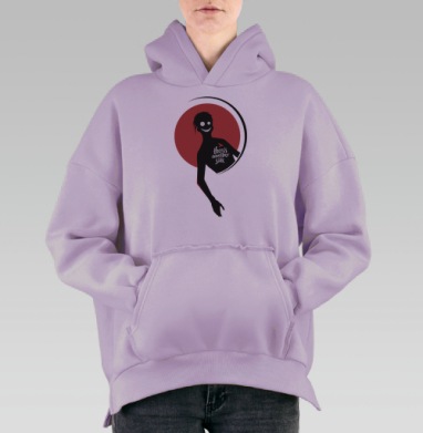 Тёмный силуэт с загадочной надписью «есть другая сторона», Hoodie Oversize Fiolet, утепленная