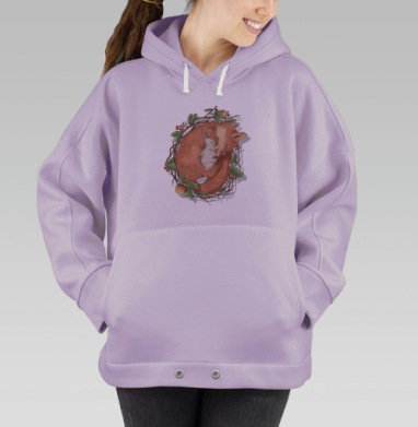 Теплая дружба лисёнка и зайчонка, Hoodie Oversize Fiolet