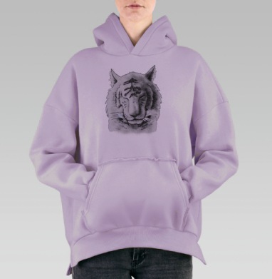 Тёплый тигр, Hoodie Oversize Fiolet, утепленная