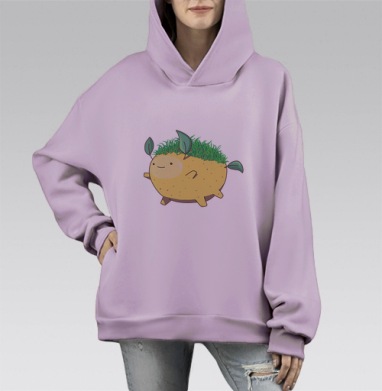 Травянчик, Hoodie Mono Fiolet, оверсайз, утепленная