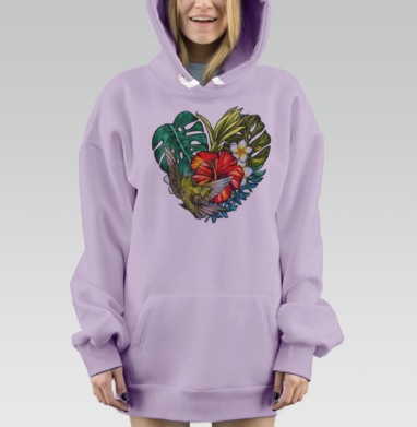 Тропическое сердце, Hoodie Mjhigh Dig Mel, Fiolet, утепленная