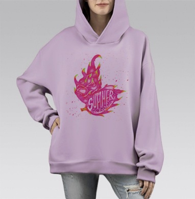 Тропики и лето, Hoodie Mono Fiolet, оверсайз, утепленная