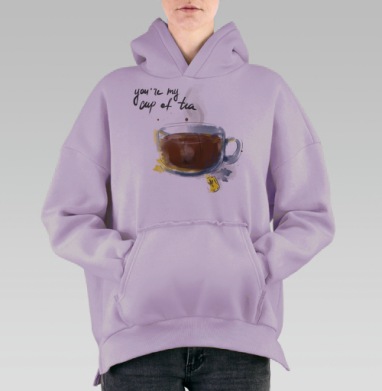 Ты моя чашка чая, Hoodie Oversize Fiolet, утепленная