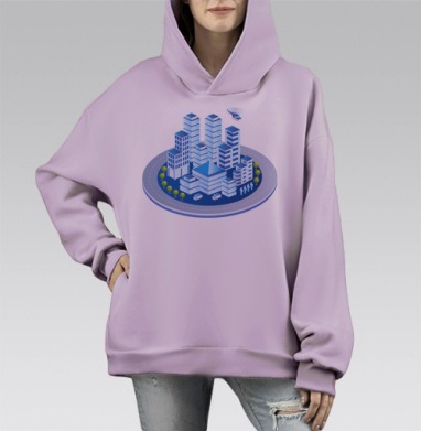 Удивить надолго, Hoodie Mono Fiolet, оверсайз, утепленная