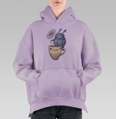 Утренняя пташка, Hoodie Oversize Fiolet, утепленная