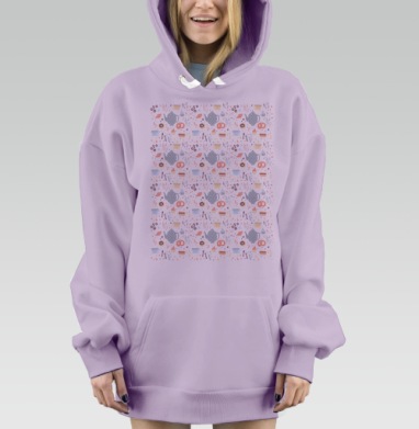 Уютное чаепитие с тортами и печеньем, Hoodie Mjhigh Dig Mel, Fiolet, утепленная