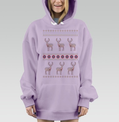 Узор с оленями. Летний вариант, Hoodie Mjhigh Dig Mel, Fiolet, утепленная