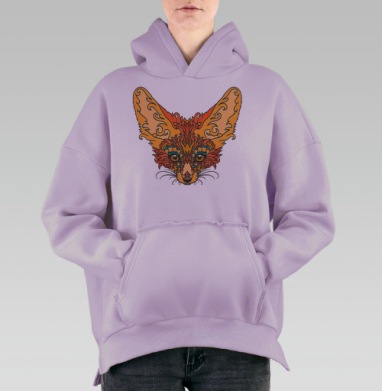 Узорный фенек, Hoodie Oversize Fiolet, утепленная