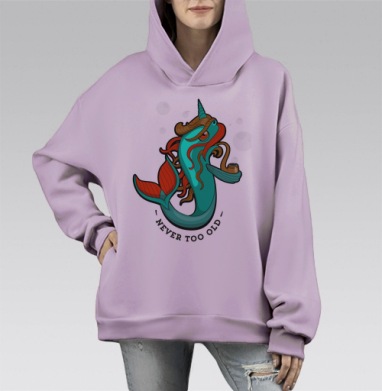 Вечная молодость, Hoodie Mono Fiolet, оверсайз, утепленная