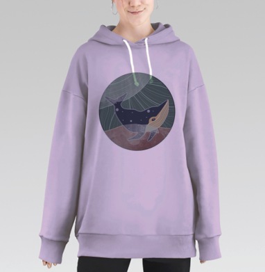 Величие и мудрость подводного кита, Hoodie Long Oversize Fiolet