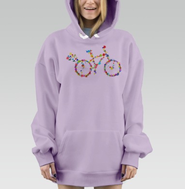 Велосипед из цветов, Hoodie Mjhigh Dig Mel, Fiolet, утепленная