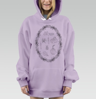 Венок из осенних веток., Hoodie Mjhigh Dig Mel, Fiolet, утепленная