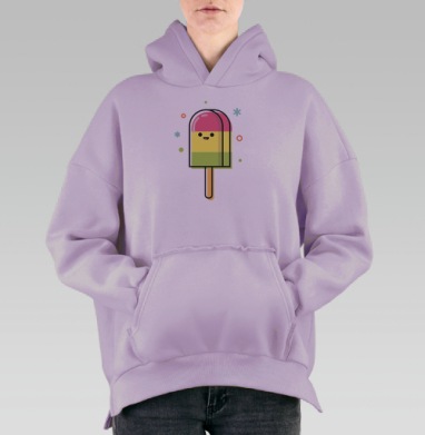 Весёлое фруктовое эскимо с улыбкой, Hoodie Oversize Fiolet, утепленная