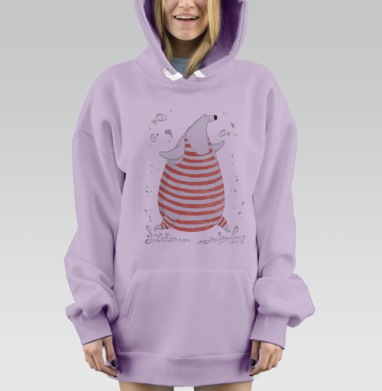 Весёлый белый медведь в ярком трико, Hoodie Mjhigh Dig Mel, Fiolet, утепленная