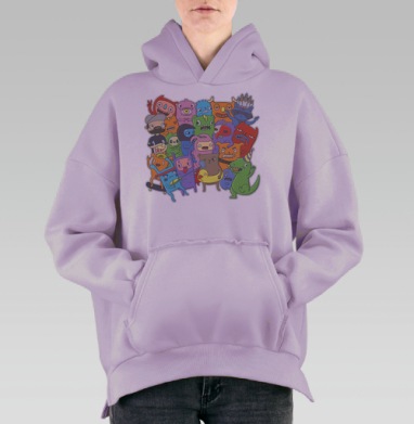 Весёлый дудл, Hoodie Oversize Fiolet, утепленная