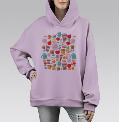 Весёлый фестиваль милых угощений, Hoodie Mono Fiolet, оверсайз, утепленная