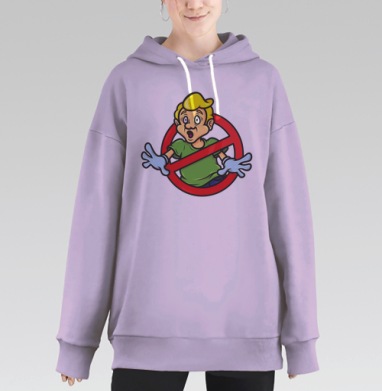 Весёлый мультяшный знак запрета с парнем, Hoodie Long Oversize Fiolet