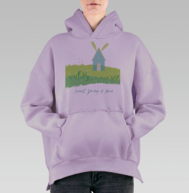 Весна уже здесь, Hoodie Oversize Fiolet, утепленная
