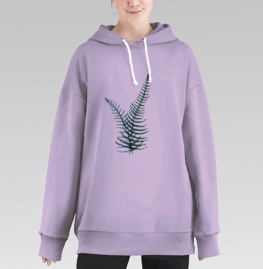 Веточки папоротника, Hoodie Long Oversize Fiolet