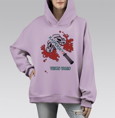 virus wars / Вирусные войны, Hoodie Mono Fiolet, оверсайз, утепленная