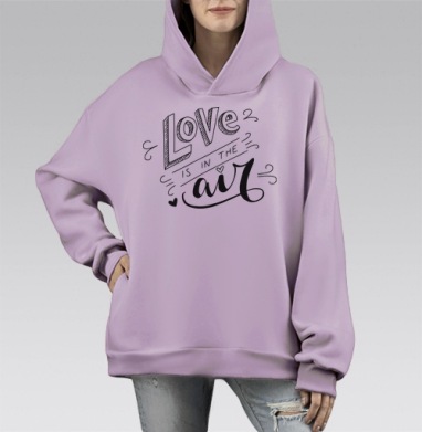 Витает в воздухе любовь, Hoodie Mono Fiolet, оверсайз, утепленная
