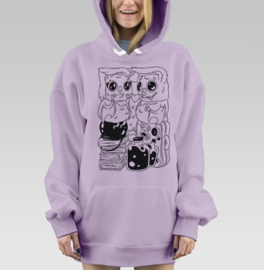 Влюбленные летучие мыши, Hoodie Mjhigh Dig Mel, Fiolet, утепленная