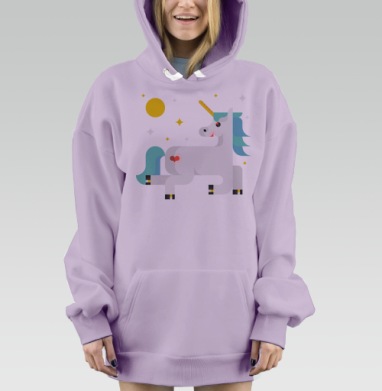 Влюбленный единорог, Hoodie Mjhigh Dig Mel, Fiolet, утепленная