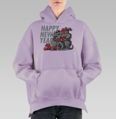 Внимание, Год Собаки, Hoodie Oversize Fiolet, утепленная