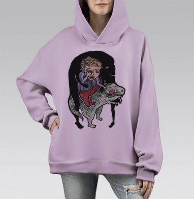 Внутренняя борьба с тенью страха, Hoodie Mono Fiolet, оверсайз, утепленная