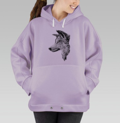 Волк графика, Hoodie Oversize Fiolet