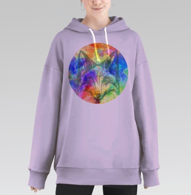 Волк в радуге: мощь и гармония стихий, Hoodie Long Oversize Fiolet