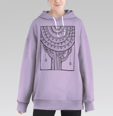 Волшебное дерево с домиками-убежищами, Hoodie Long Oversize Fiolet