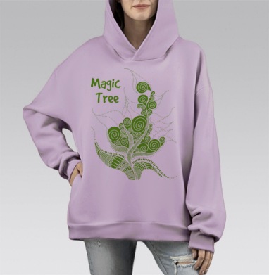 Волшебные завитушки, Hoodie Mono Fiolet, оверсайз, утепленная