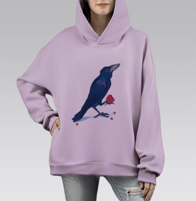 Ворон или почему корвус коракс а не сапиенс, Hoodie Mono Fiolet, оверсайз, утепленная