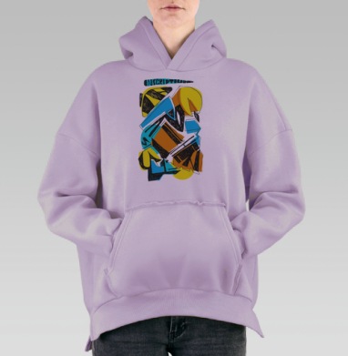 Вторая надпись, Hoodie Oversize Fiolet, утепленная