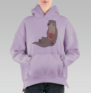 Выдрочка., Hoodie Oversize Fiolet, утепленная