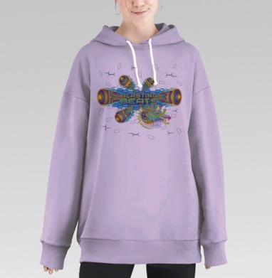 Взрывные Биты: энергичный неоновый взрыв музыки, Hoodie Long Oversize Fiolet