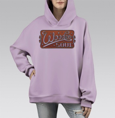 Wooden Soul теплота и натурализм, Hoodie Mono Fiolet, оверсайз, утепленная