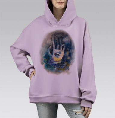 Хамса, Hoodie Mono Fiolet, оверсайз, утепленная