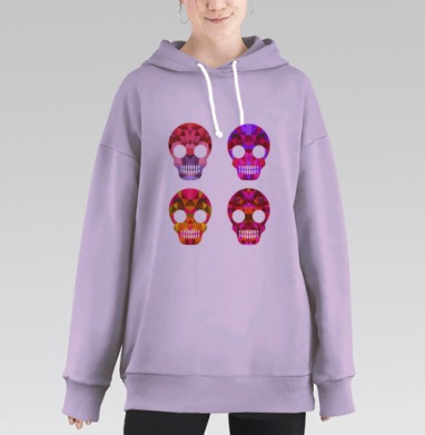 Хэллоуин череп, Hoodie Long Oversize Fiolet