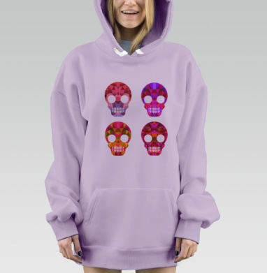 Хэллоуин череп, Hoodie Mjhigh Dig Mel, Fiolet, утепленная