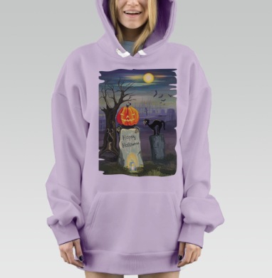 хэппи хэллоуин, Hoodie Mjhigh Dig Mel, Fiolet, утепленная