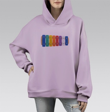 Xilophone (Живая Азбука), Hoodie Mono Fiolet, оверсайз, утепленная