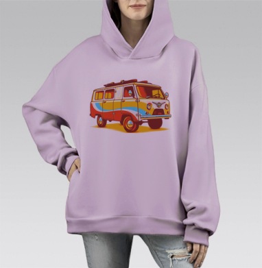 Хиппи Уазик, Hoodie Mono Fiolet, оверсайз, утепленная
