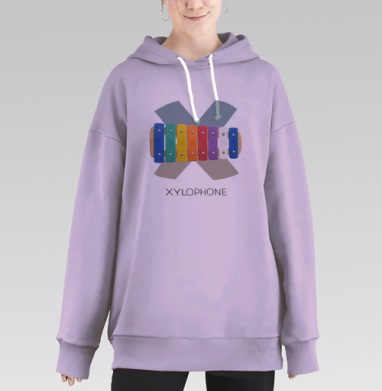 Xylophone, буква X из Живой Азбуки, Hoodie Long Oversize Fiolet