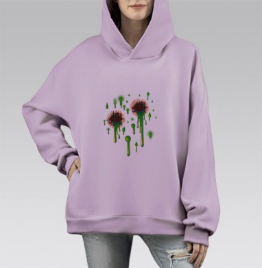 Я зомби, Hoodie Mono Fiolet, оверсайз, утепленная